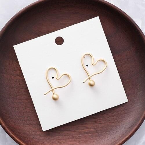 2019 hot fashion jewelry metallic copper heart earrings cute simple line gold color earrings for women gift