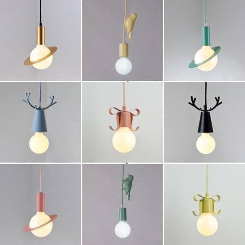 Nordic color macarone small chandelier bow bird ball window bar bedroom bedside childrens room Chandelier