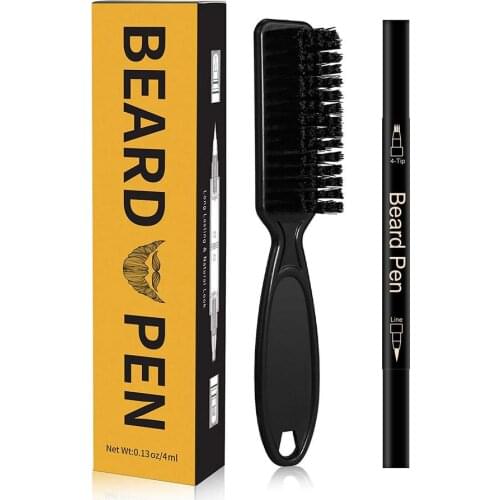 Beard Filling Pen Kit With Brush & Scissors Styling Comb Waterproof Mustache Filler Set Barber Facial Hair Repair Care Tool