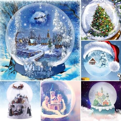 Snow Globe Christmas DIY 11CT Cross Stitch Embroidery Kits Needlework Craft Set Cotton Thread Printed Canvas Home Decoration