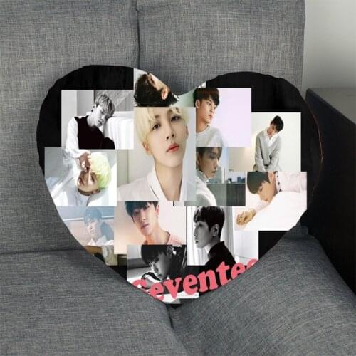 2020 New Kpop Pillow Case Seventeen Heart Shape Satin Fabric Pillow Cover For Home Bedroom Wedding Decorate Pillow Cases