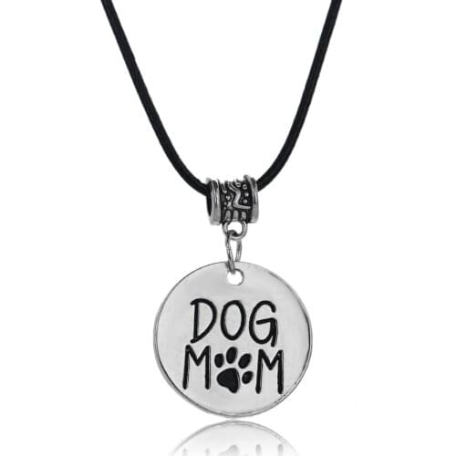 Dog Mom Paw Print Charm Gifts For Mother Christmas Xmas Mothers Gifts Necklace Leather Chain Necklace For Women Family Mum