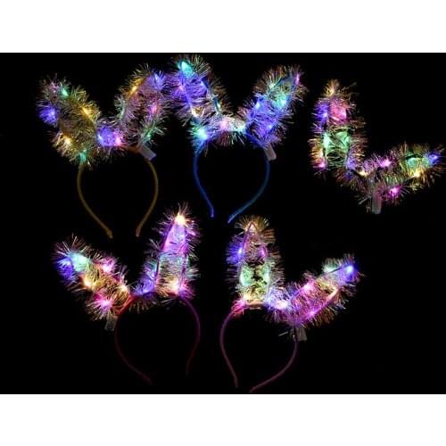 Spread the small gift 14 lights glow gold ears hairband feather cat ears headband glow toy explosions
