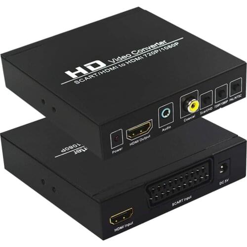 SCART to HDMI Scart Converter Video Audio Box HD Video Converter Scart to HDMI Adapter with PAL/NTSC Video Scaler
