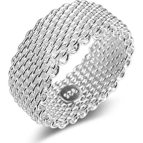 Simple Reticular Ring For Women silver color Charm Party Finger Jewelry Dropshipping Wholesale