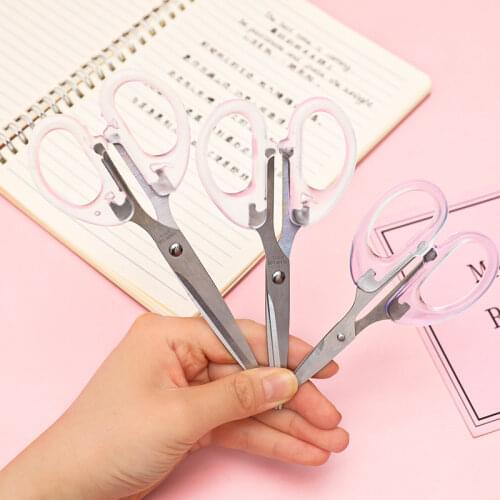 Simplicity Scissors Transparent Handle Stainless Steel Stationery Craft Scissors Student Decor Journal Tools Office Accessories
