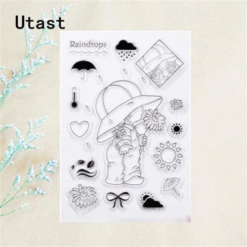 Raindrops Flowers Clear Silicone Stamps /Transparent Rubber Stamp for DIY Scrapbooking /Photo Album Decorative Craft Making