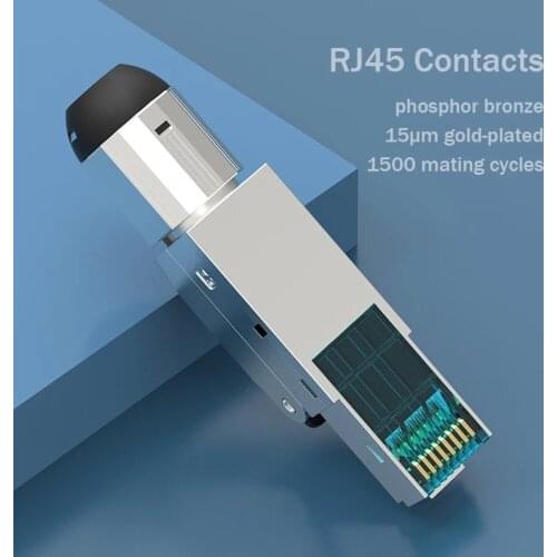 Cat6 Cat6A Cat7 RJ45 Connector Tool-Free Shielded Modular Adapter RJ 45 Socket Terminal 22/23AWG Ethernet Cable Termination Plug