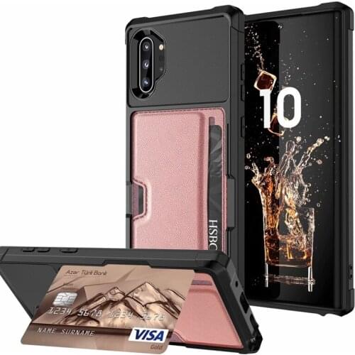 Luxury PU Leather Wallet Case For Samsung Galaxy Note 10 Plus / Note 10+ Cases Wallet Flip Cover Buckle For Note10+ Fundas Case