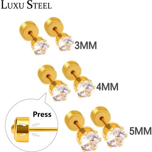 LUXUSTEEL pendientes za 2020 Anti-allergy Size 3mm 4mm 5mm Round Stud Earring Fashion Jewelry BabyGirl Birthday Wedding Party