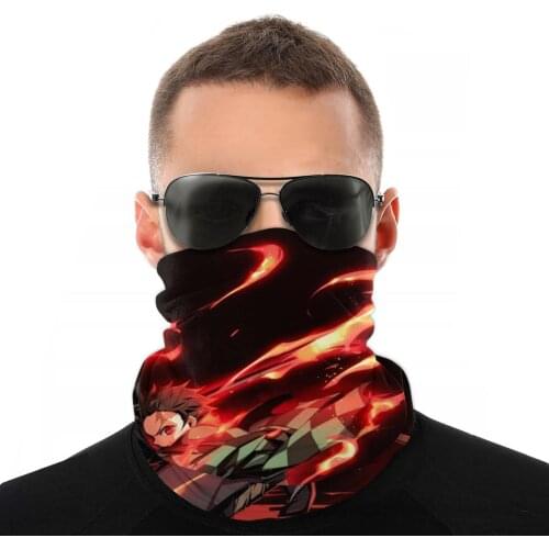 Demon Slayer Scarves Neck Face Mask Unisex Halloween Tube Mask Kimetsu no yaiba Neck Bandanas Dustproof Headwear Cycling Hiking