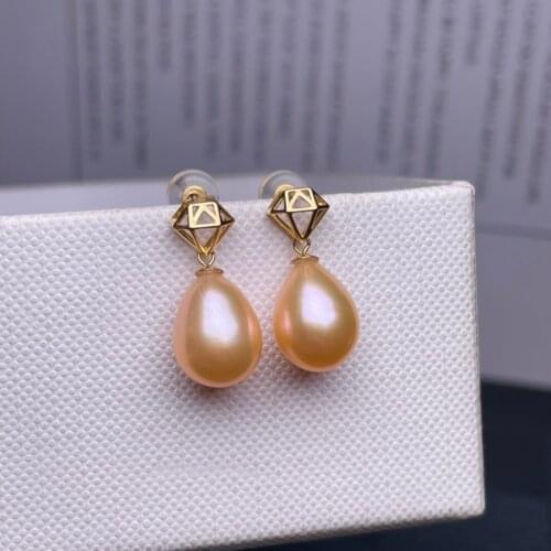Shilovem 18k yellow Natural freshwater pearls Drop Earrings fine Jewelry women trendy wedding Christmas gift new myme8-9662111zz