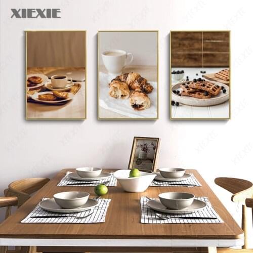 Modern Posters Food Drink Waffle Coffee Poster Prints Wall Art Canvas Painting Home Decorative Pictures for Dining Living Room