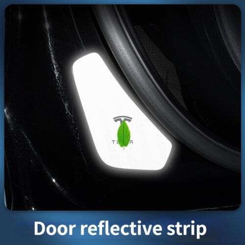 For Tesla Model 3 Car Door Reflective Warning Sticker Door Anti-collision Strip Decoration Interior Modification Accessories