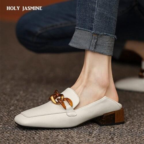 Women Black Pumps 2021 Spring New Metal Decoration Shoes Woman Heels Fashion Genuine Leather Basic Women Shoes High Heels Sexy
