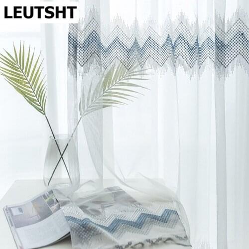 Embroidered Tulle Window Curtains for Living Room the Bedroom Traditional Chinese Sheer Voile Curtains Window Screen Drapes Door