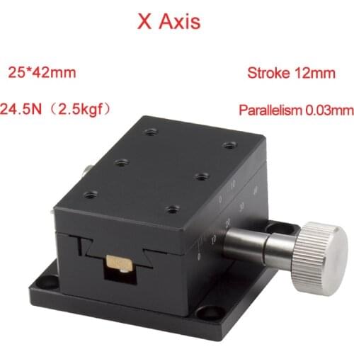 X Axis 25x42mm Trimming Platform Manual Linear Stages Bearing Tuning Sliding Table PLWX2542 Cross Rail