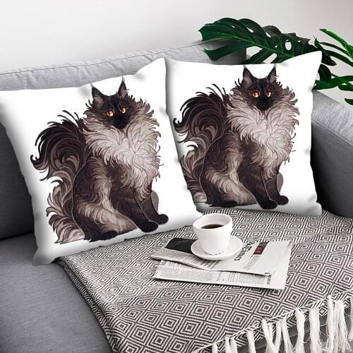 MTMETY Funny Cute Cat Pillowcase Cushion Cover Polyester Pillow Covers Super Soft Short Plush Cushion Cover Sofa Car Home Decor