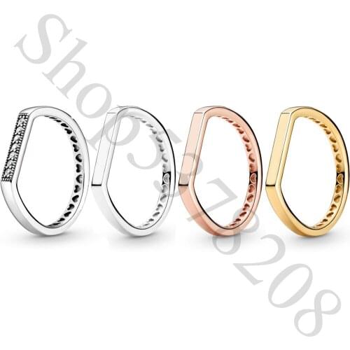 Authentic 925 Sterling Silver Sparkling Logo Bar Stacking Fashion Ring For Pandora Women Bead Charm Gift DIY Jewelry