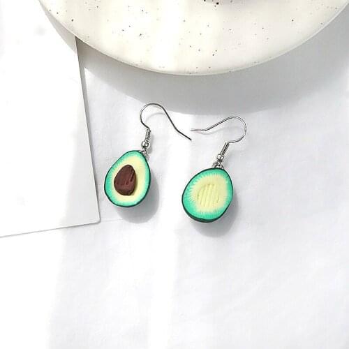 1@# Hot Sale New Fashion Hoop Earrings Shine Style Avocado Cartoon Heart Round Earrings Party Jewelry Gift