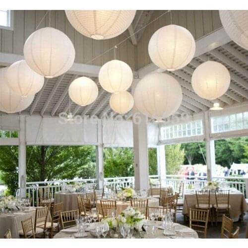 10pcs/lot White Paper Lanterns 8" (20cm) 12''(30cm) 16" (40cm) Chinese Round Paper Lanterns Lamps Party Festival Decoration