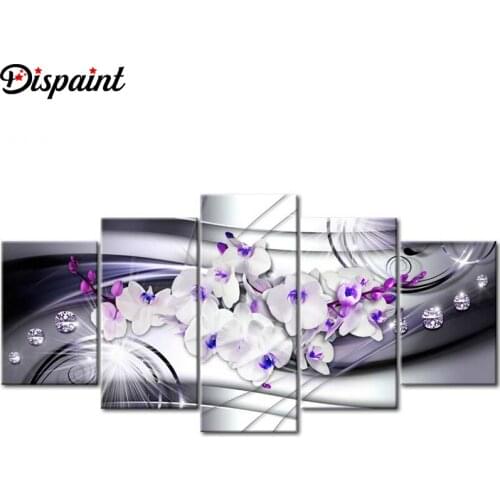 Dispaint 5pcs Full Square/Round Drill 5D DIY Diamond Painting "Flower orchid" Multi-picture Combination Embroidery 5D Decor