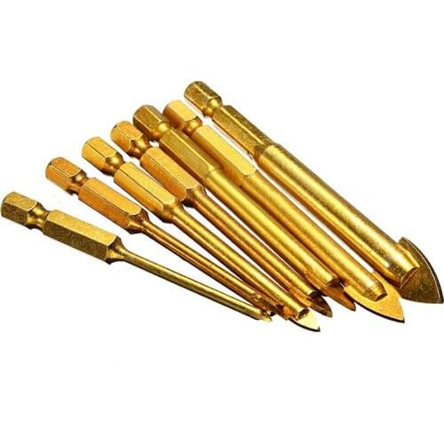 7pcs 1/4" Hex Shank Porcelain Ceramic Tile Glass Drill Bits Set 3/4/6/8/10/12mm