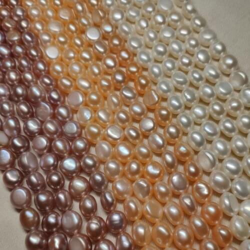 8-9mm Irregular Baroque Natural Freshwater Pearl Button shaped trendy Choker Necklace DIY Jewelry Single Strand For Women 37cm