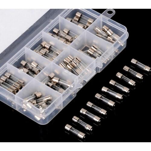 Promotion! 100Pcs Set 5x20mm Quick Blow Glass Tube Fuse Assorted Kits,Fast-blow Glass Fuses