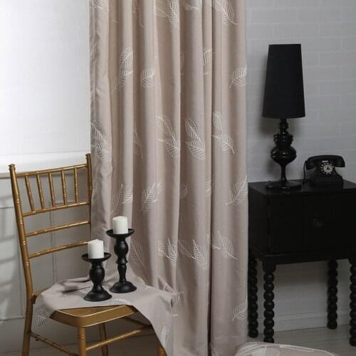 American Pastoral High-precision Leaf Embroidered Curtains for Living Room Bedroom Cotton Linen New Chinese Curtains Custom
