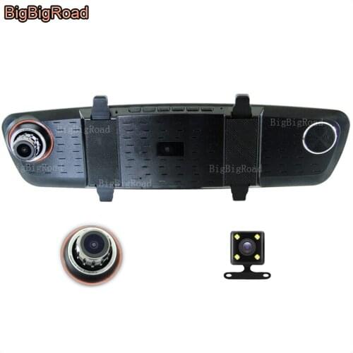 BigBigRoad For kia sorento soul k5 k9 Car DVR Blue Screen Rearview Mirror Video Recorder Car Dual Camera FHD 1080P