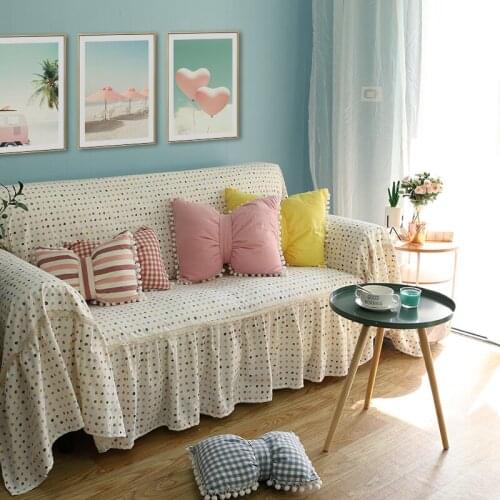 Pastoral Sofa Cover 1/2/3/4 Seat Rainbow Dots Pattern Sofa Covers for Living Room Pure Cotton Slipcovers Couch Cover Sofa Towel