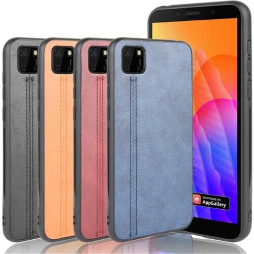 For Huawei Y5P Case 5.45 inch Luxury Calfskin PU Leather lines Hard Back Cover Case For Huawei Honor 9S Honor9S Phone Case