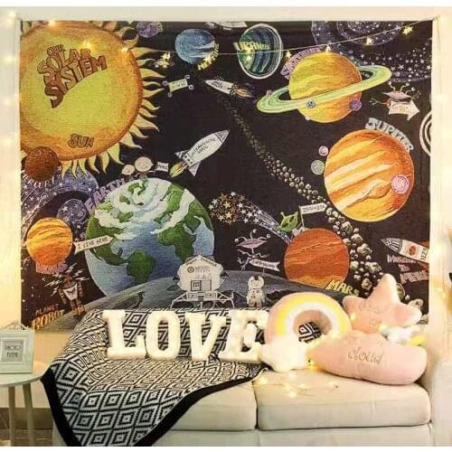 Tapestry Universe Space universe Astronaut High-Definition Fabric Wall Hanging Decor Watercolor For Home Decoration Wall Blanket