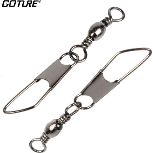 Goture 100pcs/lot Barrel Fishing Swivel with Safety Snap Size 10 8 4 1 Snaps Pin Fishing Accessories Hook Lure Connector