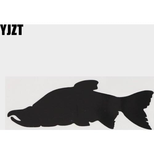 YJZT 13.8CM×4.9CM Personality Red Salmon Decal Vinyl Car Sticker Black/Silver 18A-0194