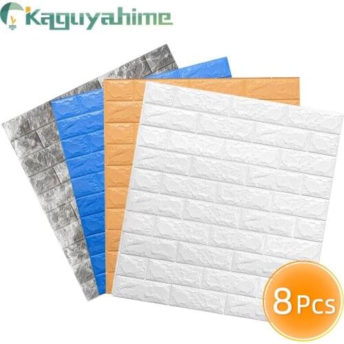 Kaguyahime 8Pcs 3D Self-Adhesive Wallpaper Brick DIY Waterproof Wall Stickers Decorative Wallpaper For Living Room Wall Sticker