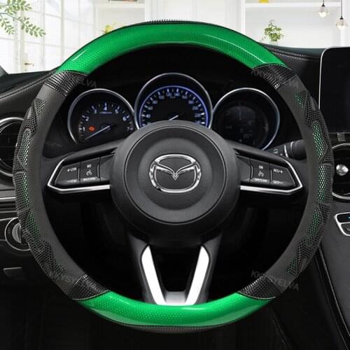 Leather +Carbon Fiber Car Steering Wheel Cover for CX-3 CX-4 CX-5 CX-7 CX-9 Mazda 3 Axela 6 Gh Gj Demio Anti-Slip Funda Volante