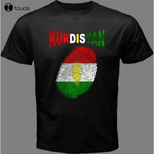 Kurdistan Fingerprint Kurdish Kurds Country Eastern Flag Black T-Shirt Tee Ku4