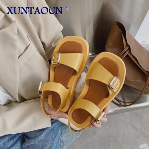 Summer Women Flat Sandals Wild Thick Bottom Slippers Casual Wild College Wind Cross Sandals Non-Slip Beach Sandals Roman Shoes