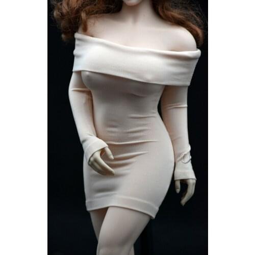 Skin Color 1/6th Ice Silk Off-shoulder Dress Model for 12" Female