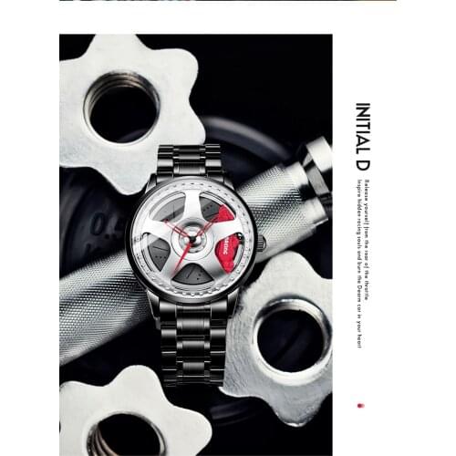 NEKTOM Mens Wheel Watch Three-Dimensional Hollow Design Car Modification Cultural Theme Conceptual Quartz Wristwatches Male