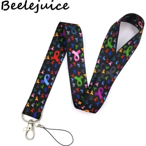 24pcs Prevention of breast cancer Lanyard for Keys Phone Cool Neck Strap Lanyard Camera Whistle ID Badge Cute webbings ribbons