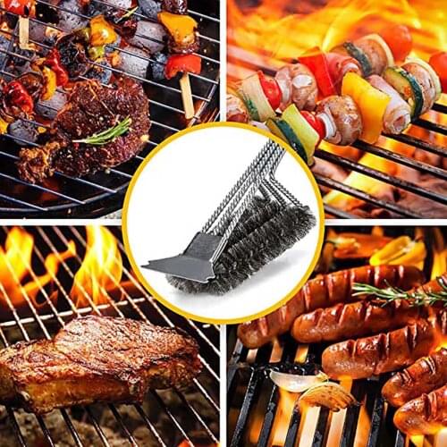 BBQ Grill Barbecue Kit Cleaning Brush Stainless Steel Kitchen Accessories Bristles Cleaning Brushes Cooking Tool Barbecue Gadget