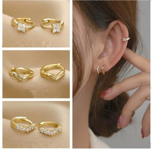 New Arrival Gold Hoop Earrings Set For Lady Jewelry Pure Silver 925 Sterling Earring For Girl Bright Accessories Birthday Gift