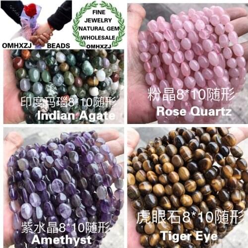 OMHXZJ Wholesale ZB188 8X10mm DIY Bracelet Necklace Jewelry Making Accessories Natural Stone Fine Tiger Eye Rose Quartz Beads