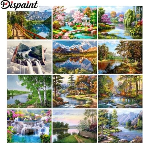 Dispaint Full Diamond "Beautiful landscape tree" DIY 5D Diamond Painting Cross Stitch Home Decor Picture Of Rhinestone Handmade
