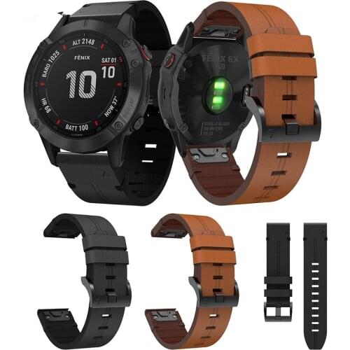 22 26mm leather Sport Watchband Strap for Garmin instict Fenix 5X 6X Pro 5 6 935 Plus 3 3HR Watch Easyfit Wrist Band