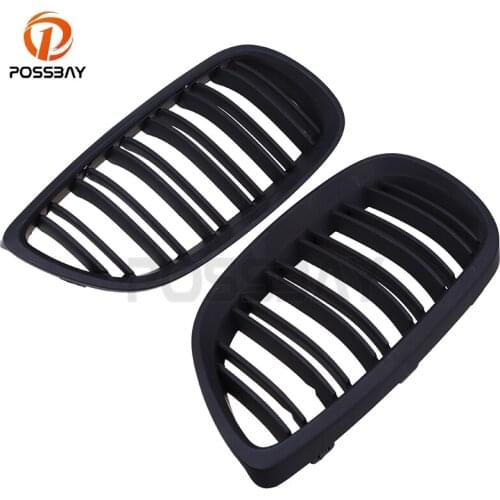 POSSBAY 1Pair Matte Black Double Wire Car Front Grilles Grill for BMW 3-Series E92 Coupe M3 2007/2008/2009/2010/2011/2013/2013