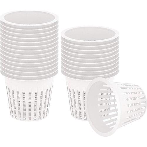 Garden Plastic Net Cups,100 Pack Planting Basket Cup , Garden Slotted Mesh Heavy Duty Wide Lip Design Net Pots